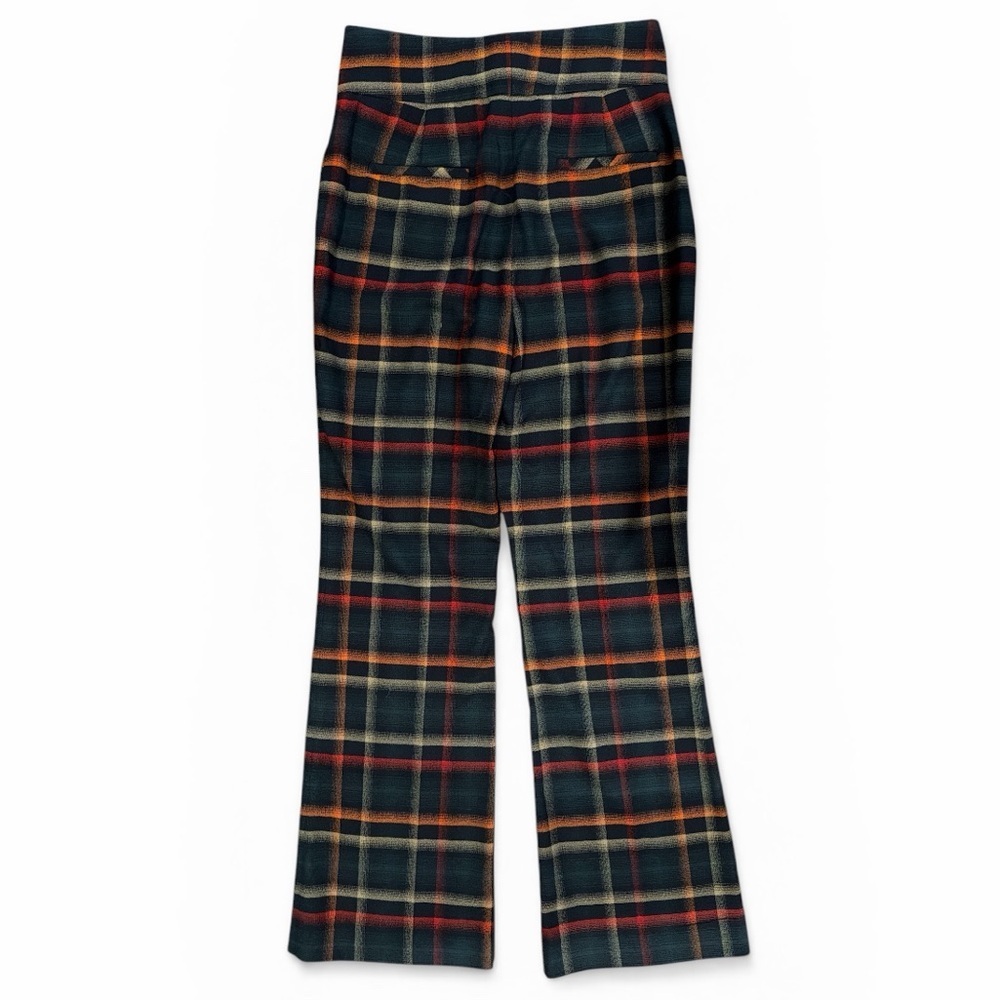 Halogen x Atlantic Pacific Plaid High Waist Flare Pants Button Detail Sz 6 - Picture 4 of 11